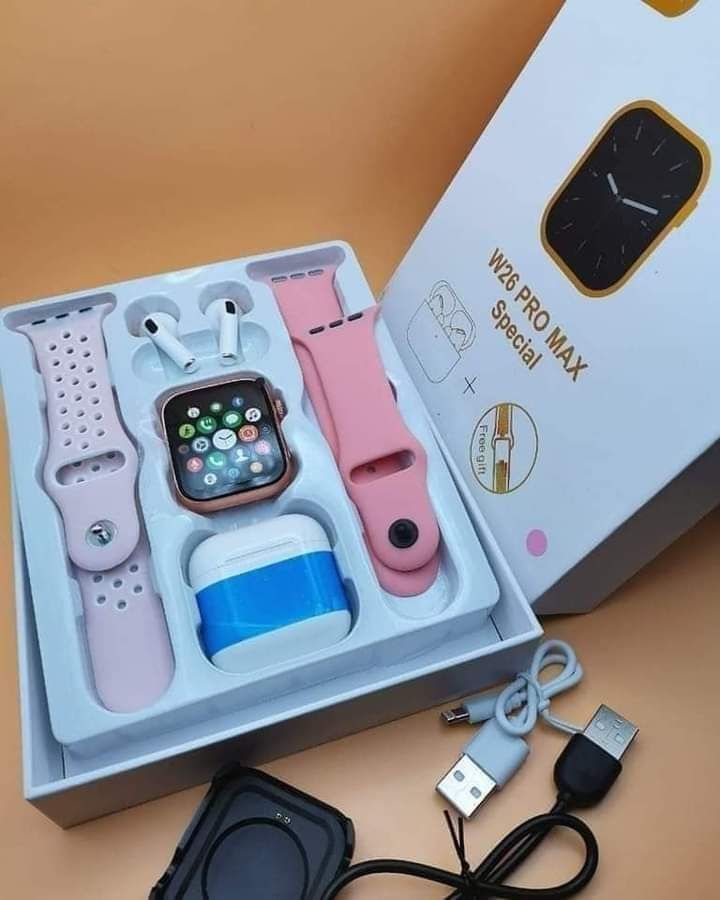W26 Pro Max Smart Watch With Earbuds, 1.54'Full Screen Sports, Watch Bluetooth Call, IPS Full HD Touch screen