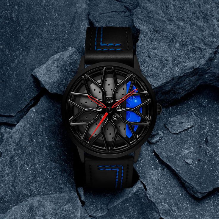 Luxury Alloy Wheel Design Men's Wrist Watch – Sporty Skeleton Dial – Black Metal and Rubber Straps